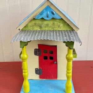 Handmade Folk Art Metal Painted House. Playhouse. Outsider Artist.